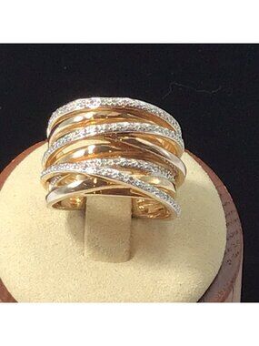 Sterling Silver Gold Plated Ring Multiple Bands Cubic Zirconia 11.8g 6.25